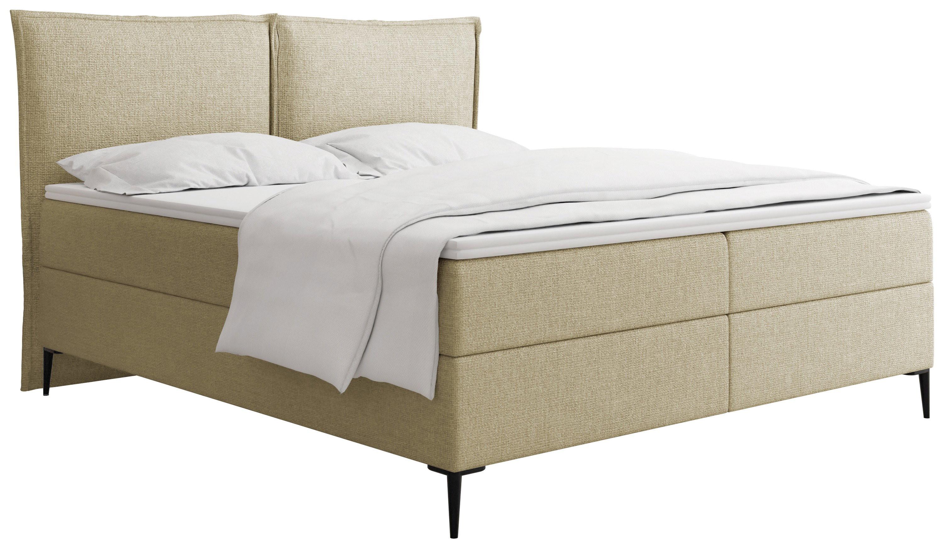 BOXBETT Calio Rise mit Bettkasten, Hell-Olivgrün Chenille 140x200 cm – inkl. H4 Taschenfederkern Matratze & Foam Topper - Schwarz/Olivgrün, Holz/Holzwerkstoff (140/200cm) - WFL GROUP