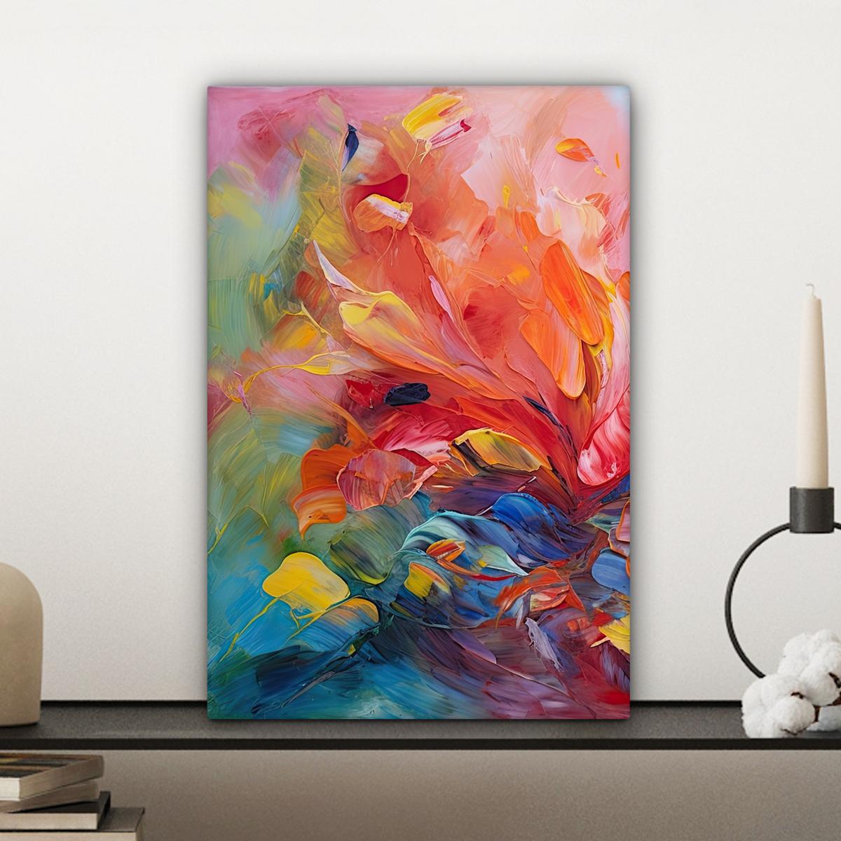 LEINWANDBILD Ölgemälde - Kunst - Abstrakt - Farbenfroh Deko Wohnzimmer 20x30 cm - Altrosa, Textil (20/30cm) - MuchoWow