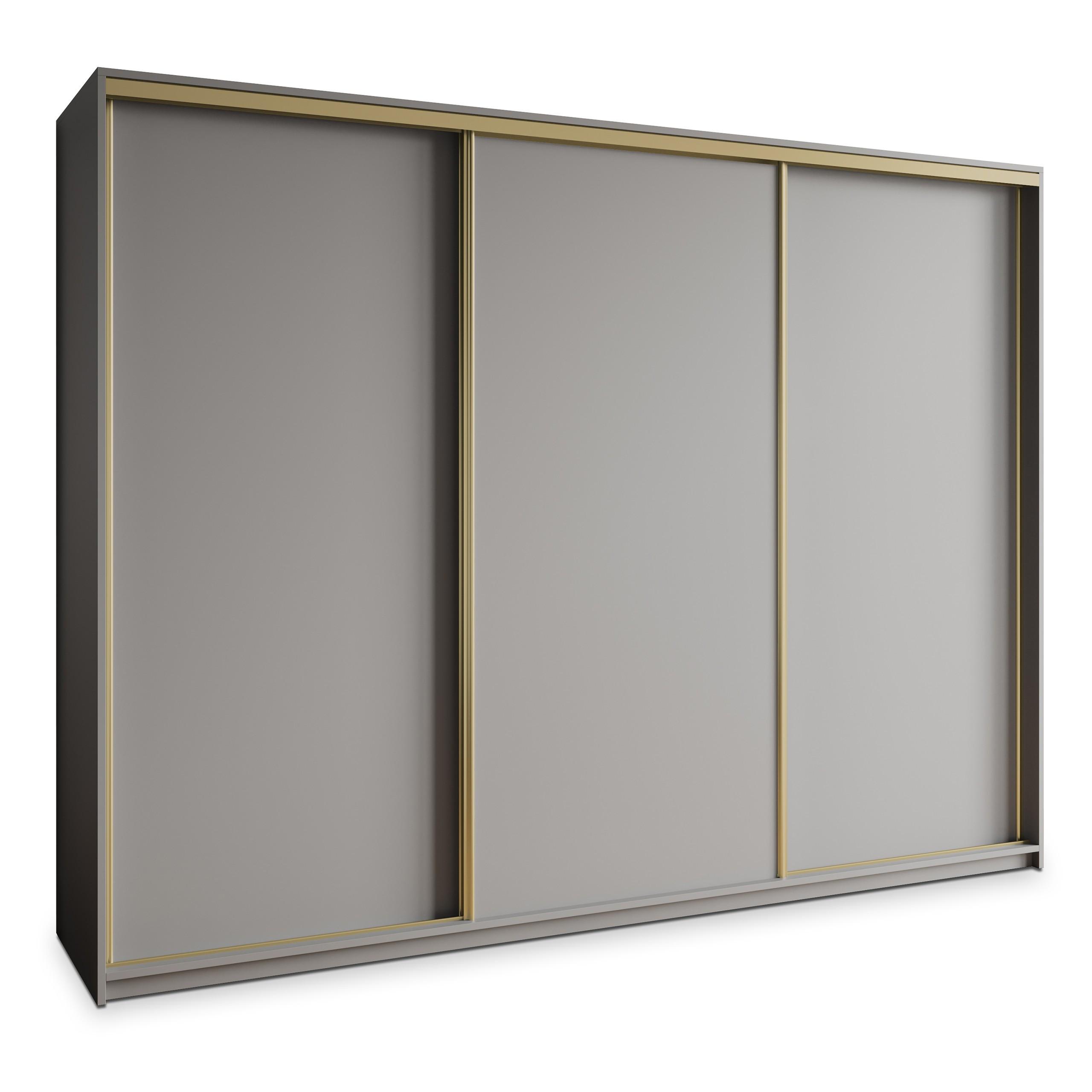 SCHWEBETÜRENSCHRANK NISSE 270/205/60 cm 3-türig Graphitfarben - Graphitfarben, Holzwerkstoff (270/205/60cm) - MASSENO