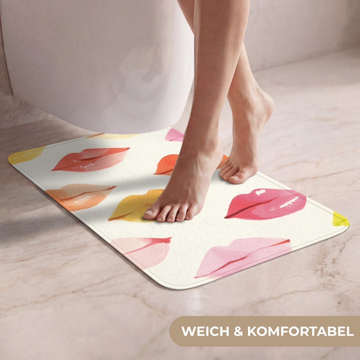 WC-VORLEGER Lippen - Bunt - Glänzend WC Teppich 40x60 cm - Rosa, Textil (40/1cm) - OnlyWow