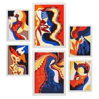 POSTER Set Mit 6 Verlockender Charme In Weibliche Zusammenfassung Ästhetische Dekorative Gemälde Für Ihr Wohnzimmer Zuhause A3 & A4 Weißer Rahmen - Weiß, Papier (29/3cm) - Nacnic