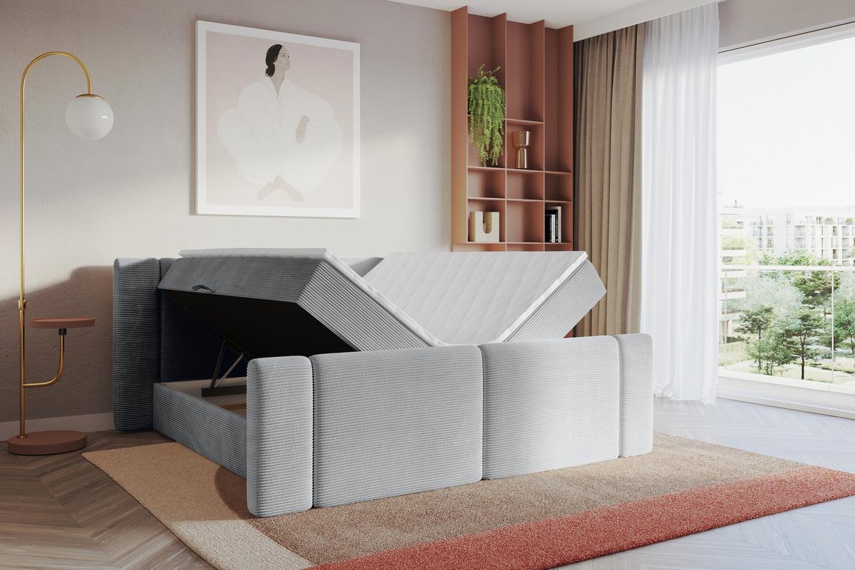 BOXBETT mit Matratze H3 - EVON Zanozek - 180x200 cm Grau - Graubraun, Holzwerkstoff (180/200cm) - ALTDECOR