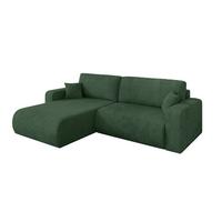 ECKSOFA mit Schlaffunktion Ottomane Links BERY-L 276x193x88 Grün Cord - Dunkelgrün/Schwarz, Holzwerkstoff/Kunststoff (276/193cm) - ALTDECOR