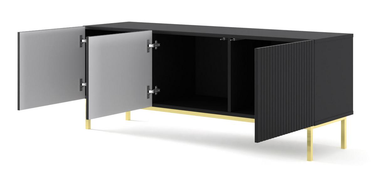 TV LOWBOARD Schwarz, Schwarz, Gold 150/58/42 - Goldfarben/Schwarz, Holzwerkstoff (150/58/42cm) - RAUMHIRSCH FURNITURE