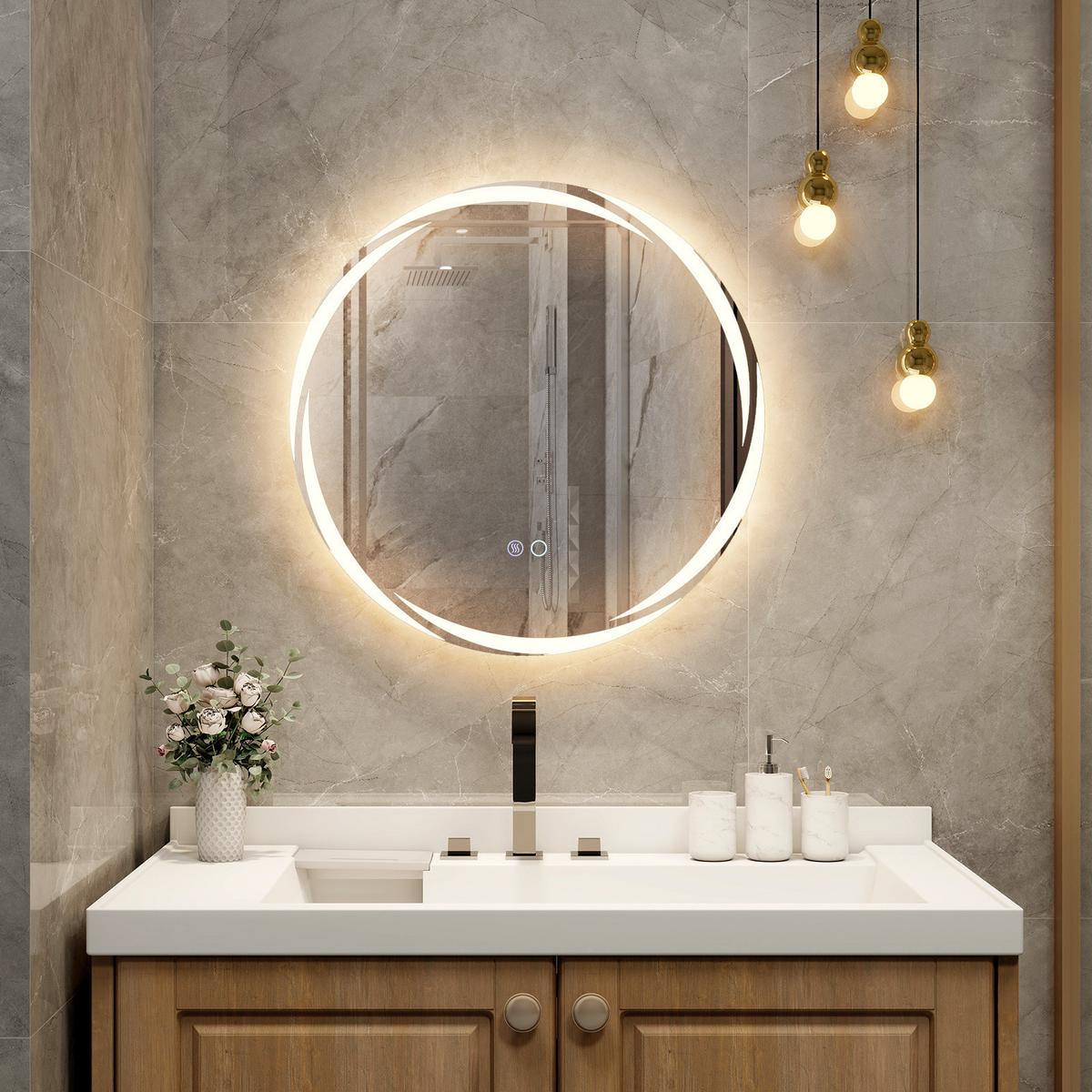 BADEZIMMERSPIEGEL Silber - Silberfarben, Glas (60/3/60cm) - COSTWAY