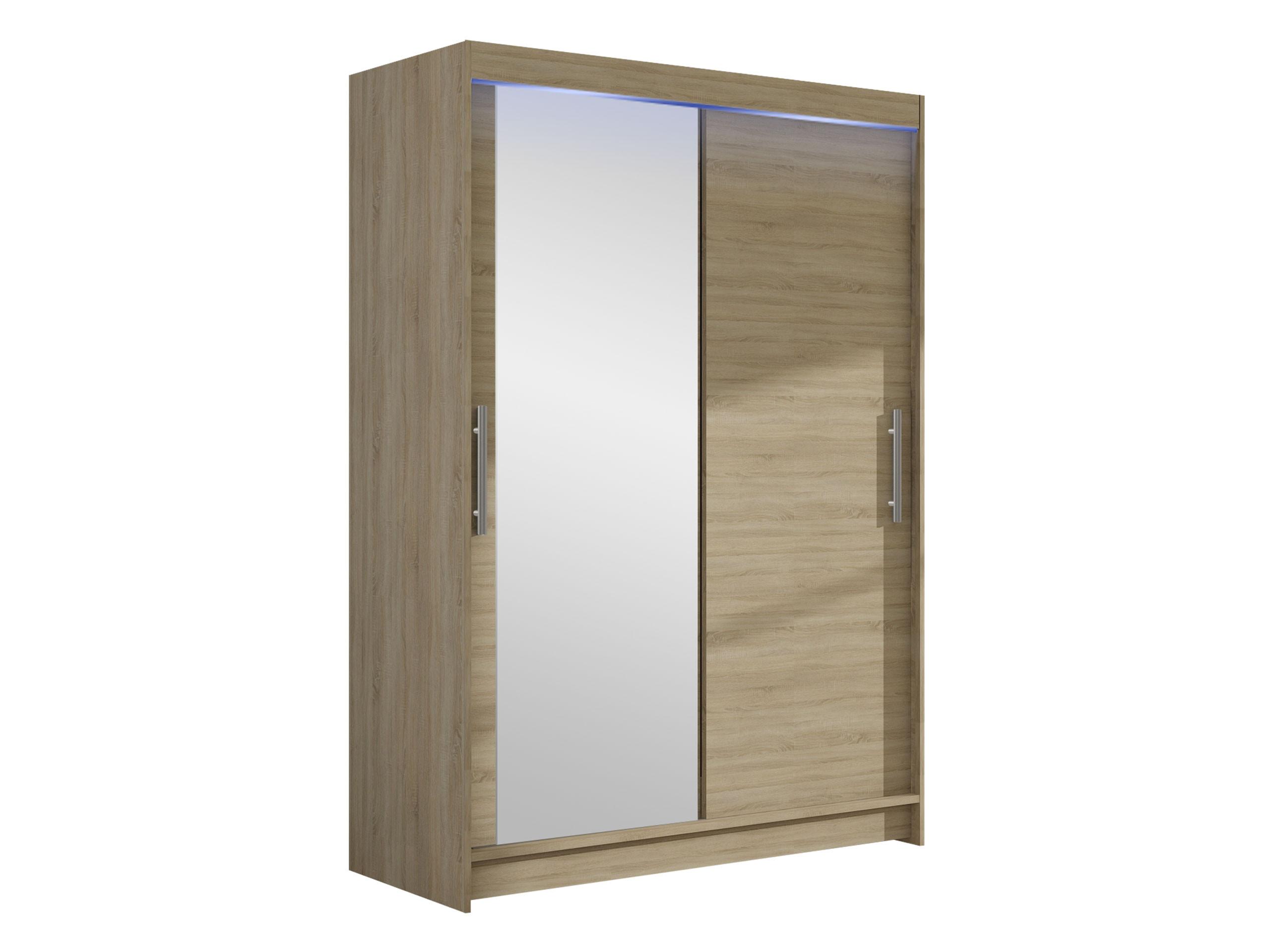 KLEIDERSCHRANK Miami VI, mit RGB LED Beleuchtung - Silberfarben/Sonoma Eiche, Holzwerkstoff/Kunststoff (120/200/58cm) - MIRJAN24