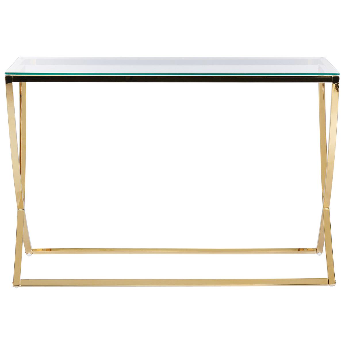 KONSOLENTISCH Glas/Edelstahl gold 120/40 cm Ringgold - Goldfarben, Metall (120/40/80cm) - Beliani