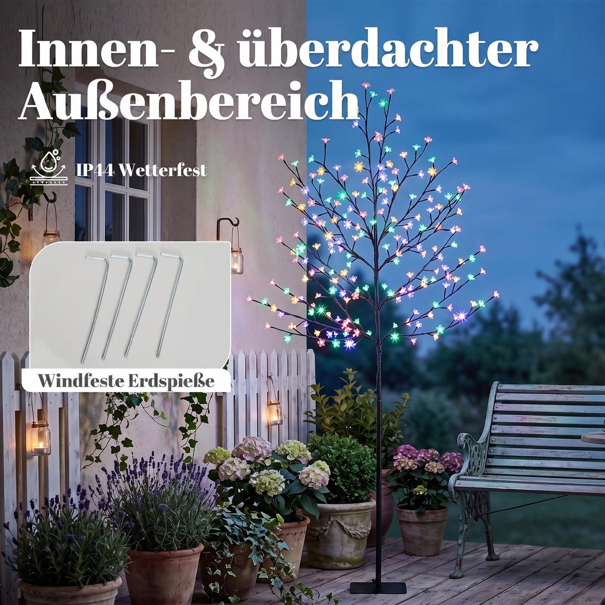BELEUCHTETER-KIRSCHBLÜTENBAUM Stahl Transparent - Schwarz, Metall (60/180/60cm) - HOMCOM