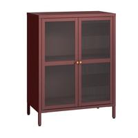 VITRINE Säkylä - Transparent/Bordeaux, Glas/Metall (64/84/35cm) - [en.casa]