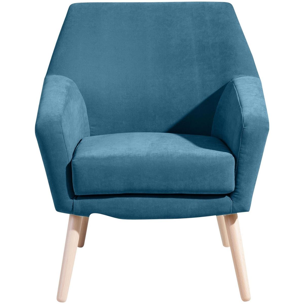 SESSEL Kachka Bezug Veloursstoff Buche natur / petrol - Blau, Kunststoff (71/81/67cm) - 58aufmkessel