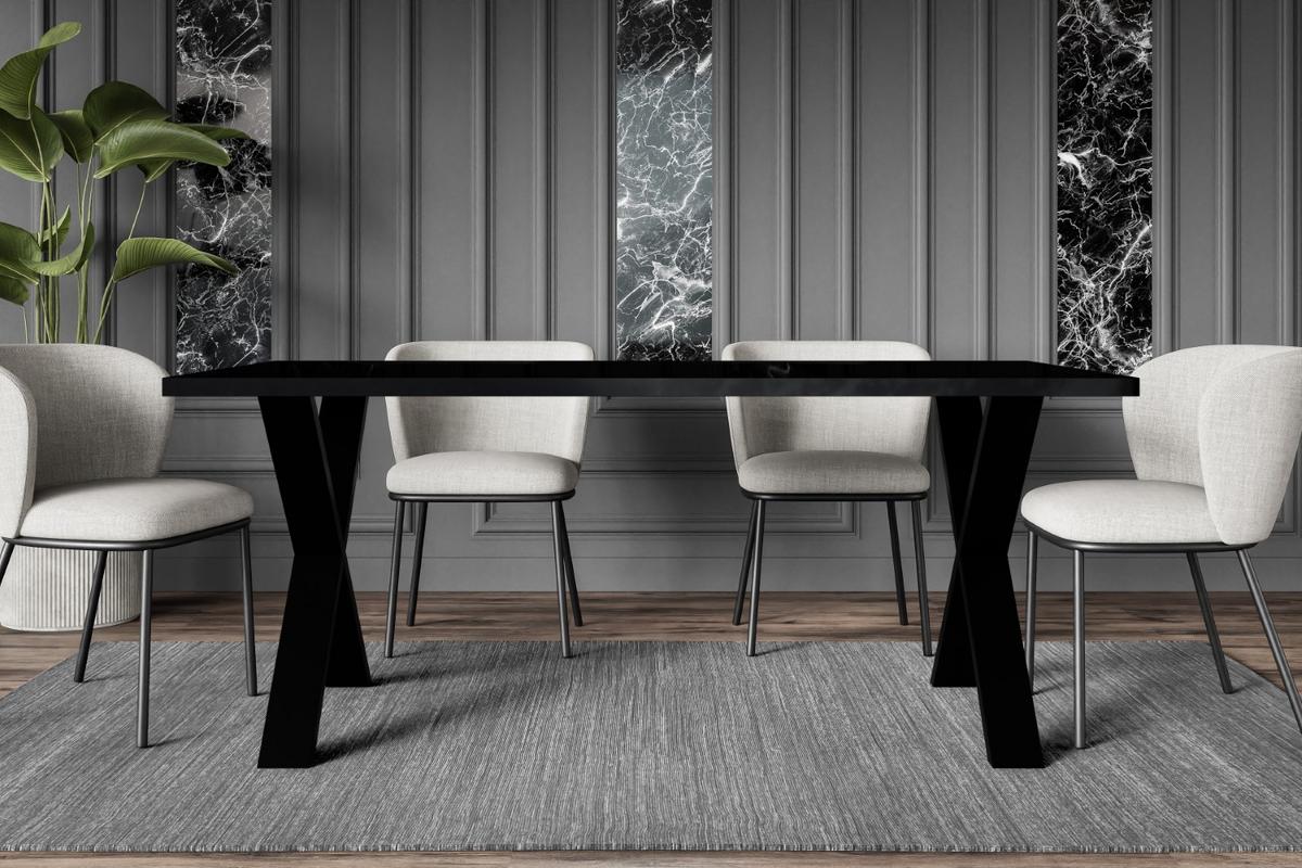 ESSTISCH 160x90x75 cm - Schwarz Hochglanz / Schwarz- KLYN X - Schwarz Hochglanz, Holzwerkstoff (160/90/75cm) - ALTDECOR