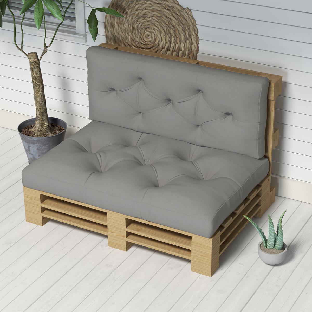 SITZKISSEN 2er Set Polyester Hellgrau - Hellgrau, Textil (80/12/120cm) - Outsunny