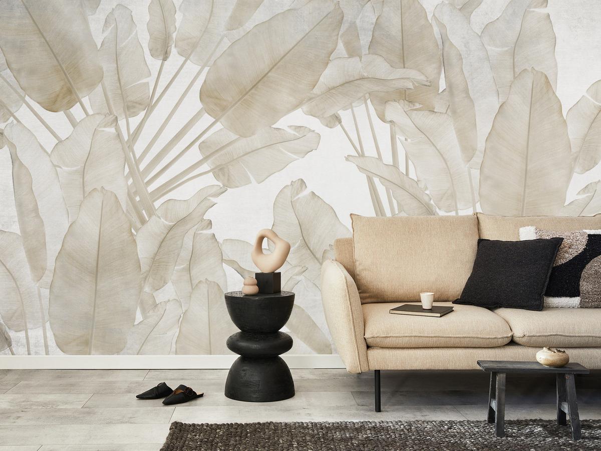 FOTOTAPETE Beige Bananenblätter Tropische Pflanzen 100x70 - Beige/Braun, Papier (100/70cm) - Muralo