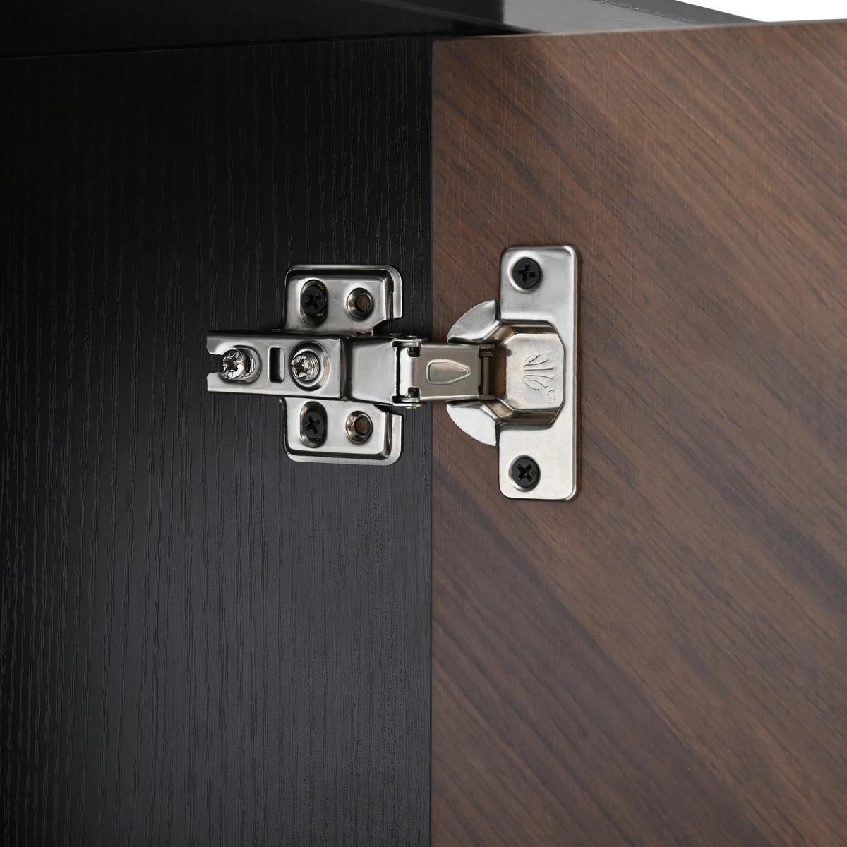 SIDEBOARD mit 3 Türen Walnussoptik und Goldene Akzente - Walnussfarben, Holzwerkstoff/Metall (140/80/40cm) - Urban Meuble
