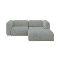 ECKSOFA Ottomane Rechts MIRA-L1 227x179x89 Grün Velours - Schwarz/Hellgrün, Holzwerkstoff/Kunststoff (227/179cm) - ALTDECOR