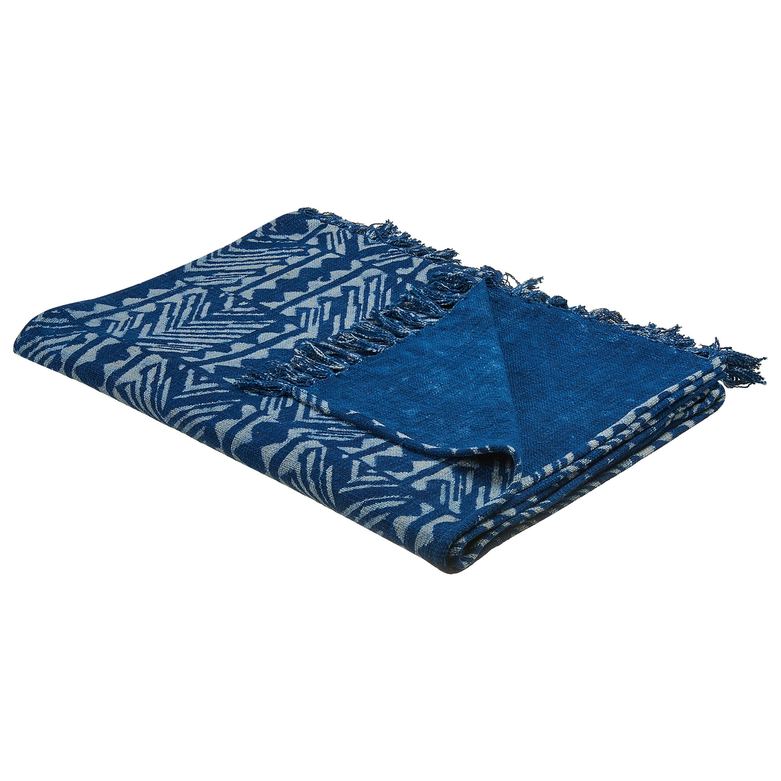 DECKE Marineblau Shivpuri 130/180 cm - Dunkelblau, Naturmaterialien/Textil (130/180cm) - Beliani