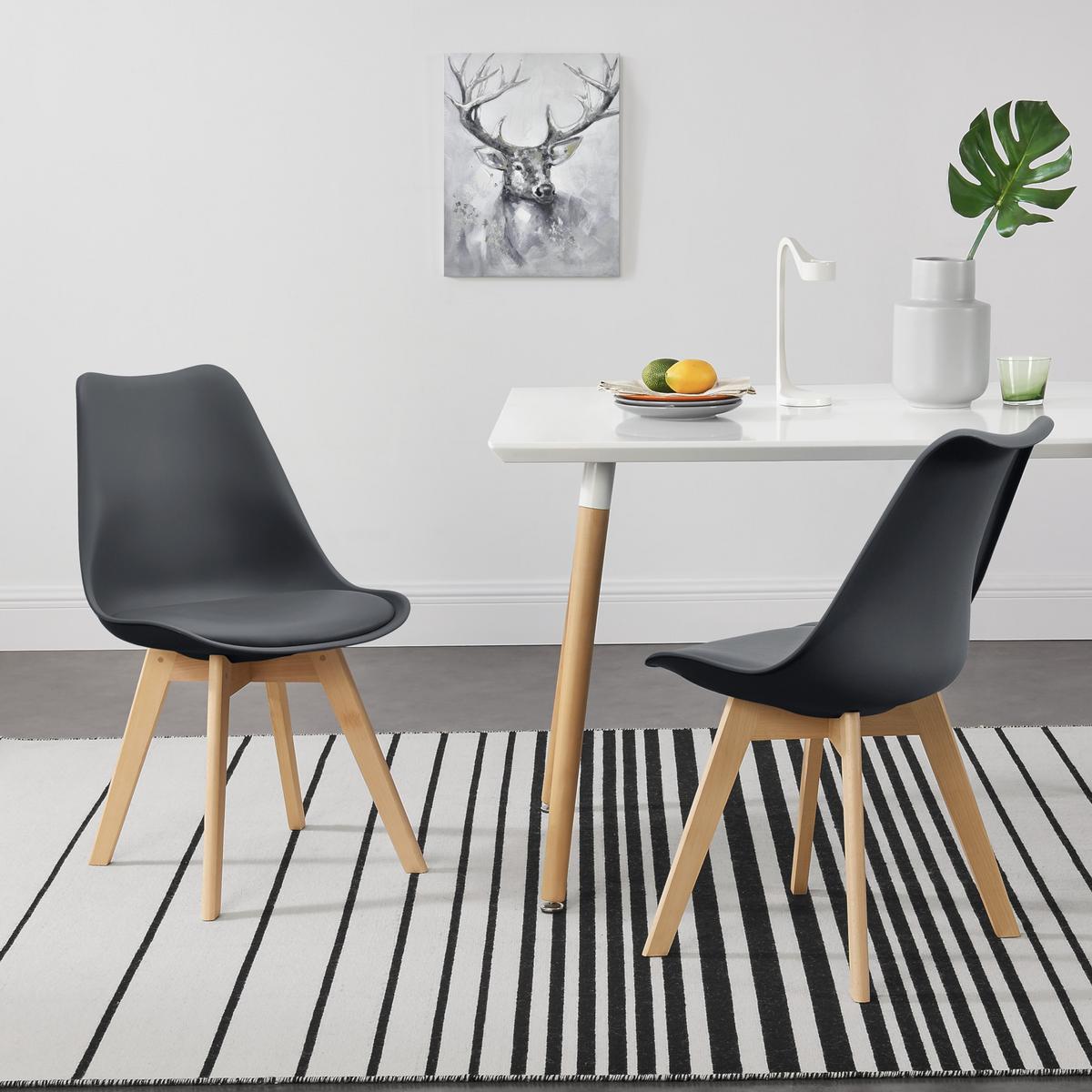 ESSZIMMERSTUHL-SET 4 TLG. Fläten - Grau, Leder (49/81/57cm) - [en.casa]