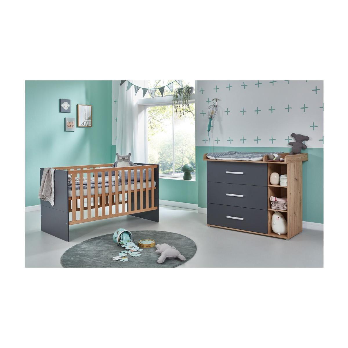 BABYBETT Alessio 70 x 140 cm Anthrazit - Anthrazit/Eiche Artisan, Holz/Holzwerkstoff (70/140cm) - arthur berndt