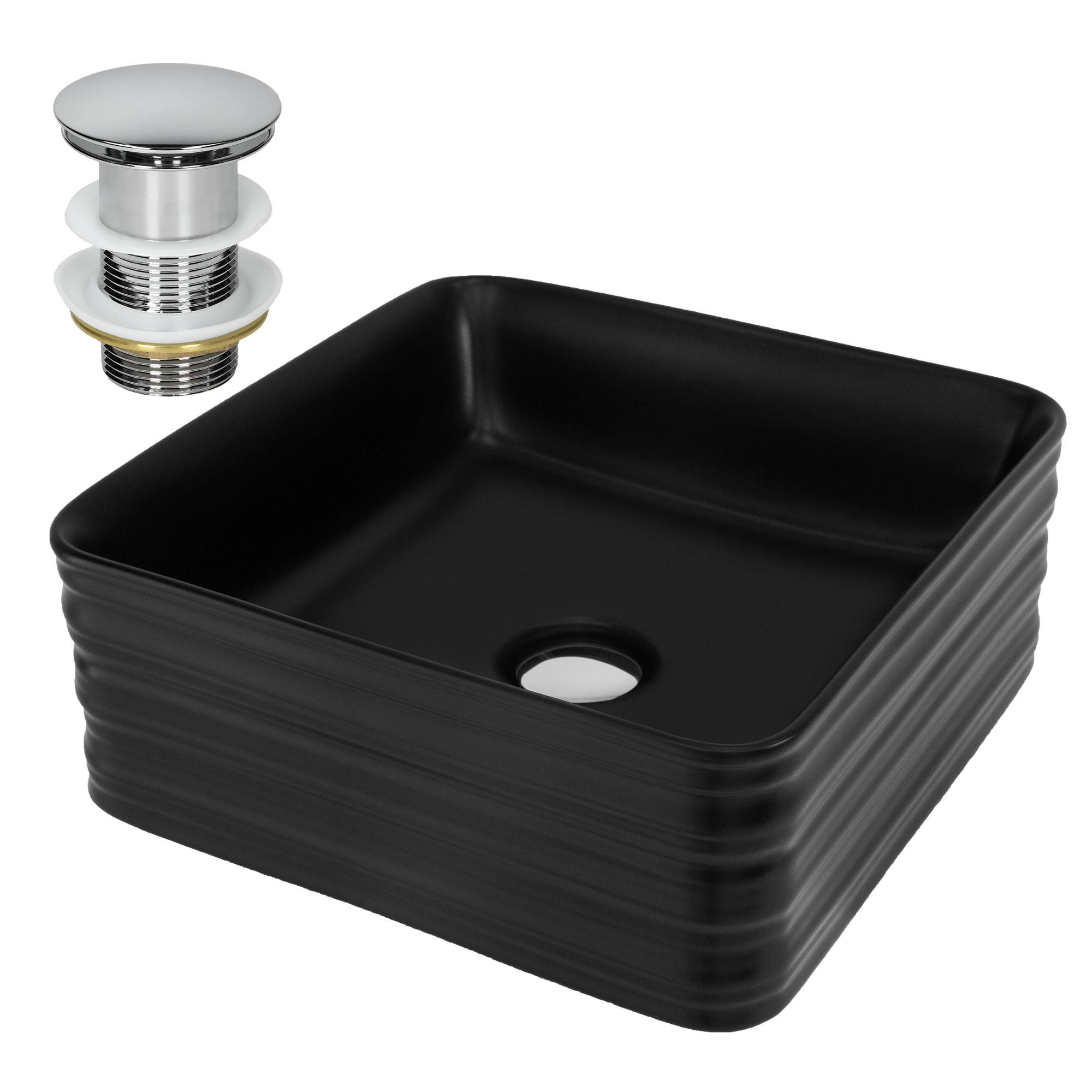 WASCHBECKEN - Schwarz, Keramik (39/15/39cm) - ML-DESIGN