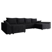 WOHNLANDSCHAFT Dante U Cord - Schwarz, Holz/Kunststoff (310/82/140cm) - MIRJAN24