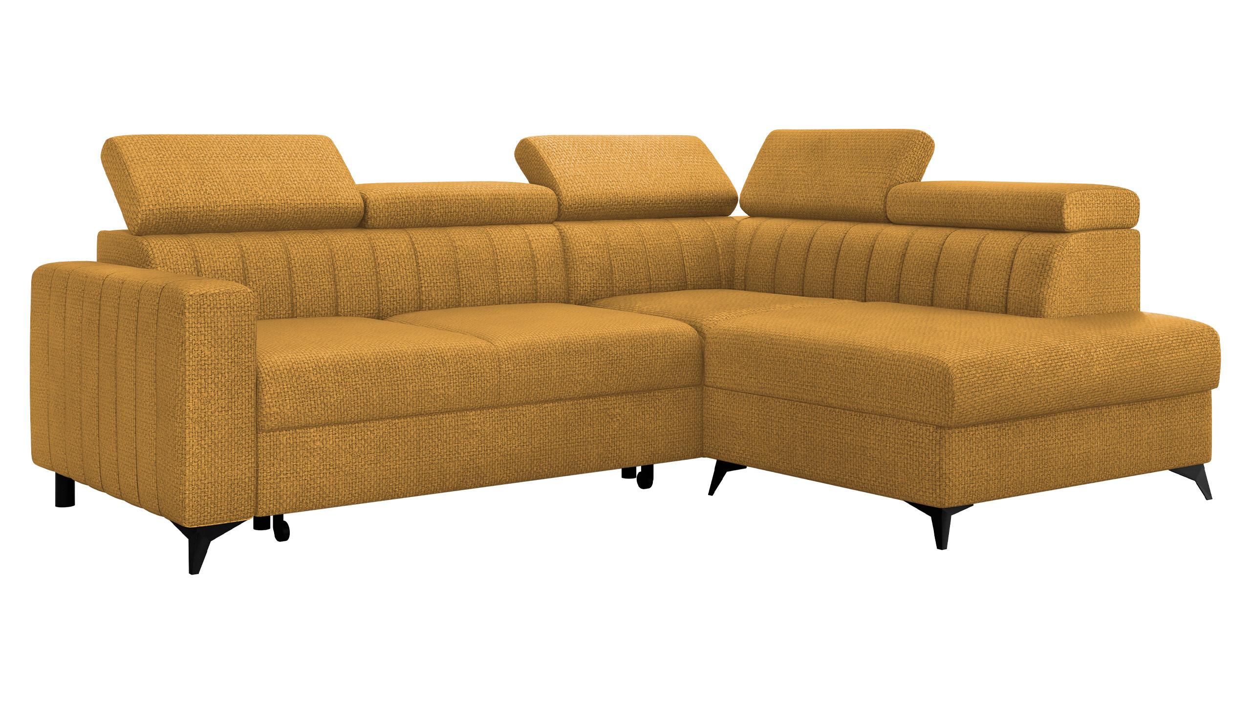ECKSOFA Milano 2RRLXP, Seite: Rechts 2R+R+LXP - Currygelb, Holz/Textil (249/195cm) - MIRJAN24