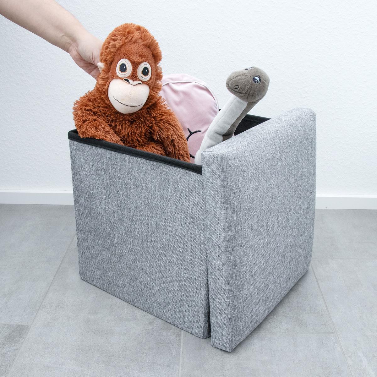 SITZHOCKER mit Stauraum 30/30/30 cm (Grau) - Grau, Textil (38/38/38cm) - Intirilife