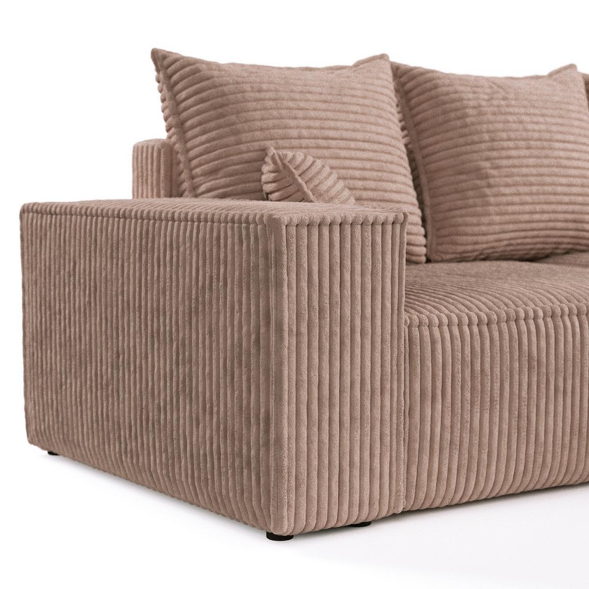 ECKSOFA SENSO mit Schlaffunktion Beige im Tilia Stoff - Beige/Schwarz, Holz/Holzwerkstoff (255/148cm) - AltaBeds