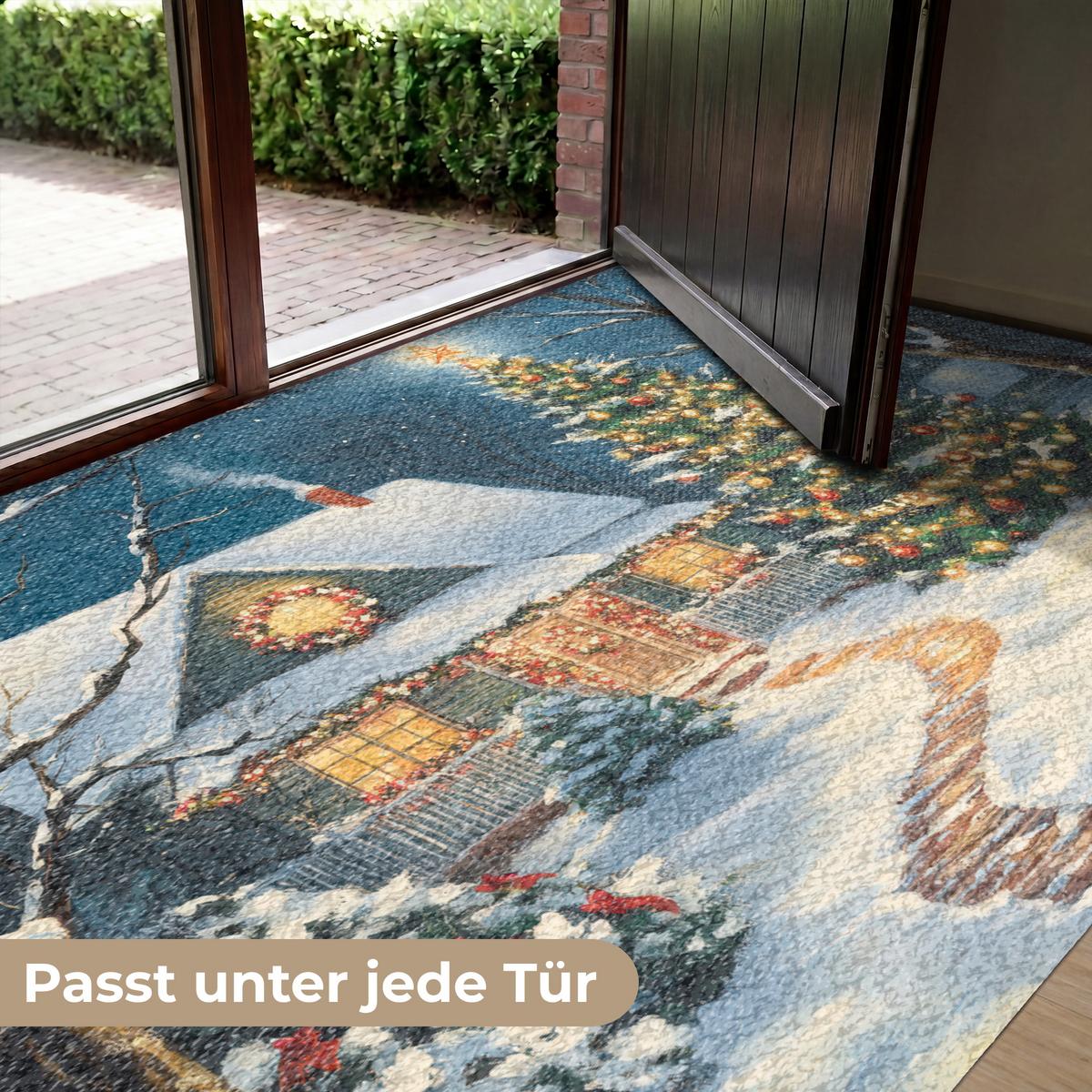 FUSSMATTE Weihnachten - Weihnachtsbaum - Winter - Zuhause - Schnee Schmutzfänger 180x120 cm - Multicolor, Kunststoff (180/0.4cm) - MuchoWow