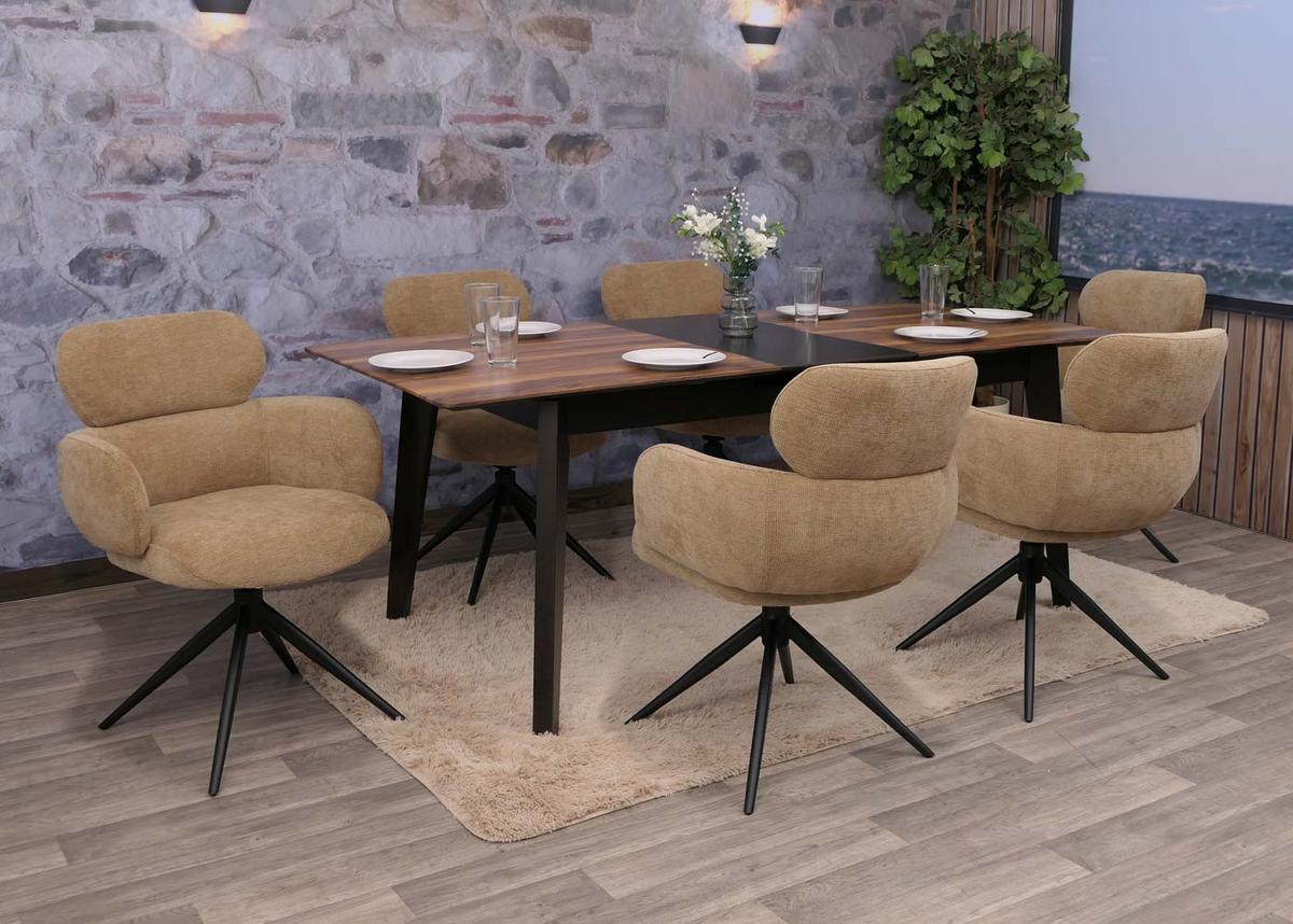 ESSZIMMERSTUHL Braun 6er-Set - Hellbraun/Braun, Textil (61/86/69cm) - MCW