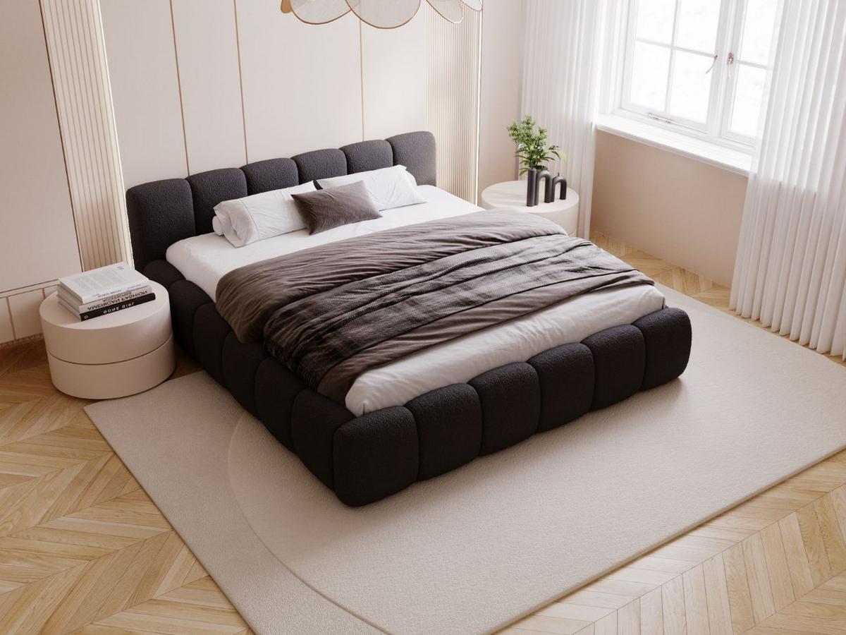 POLSTERBETT Cloud Low 160x200 Bouclé-Stoff Schwarz - Schwarz, Textil (160/200cm) - Graingold