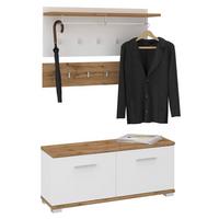 GARDEROBENSET BILBAO Wotan Eiche/weiß - Eiche Wotan/Weiß, Holzwerkstoff (90/60/34cm) - CARO-Möbel