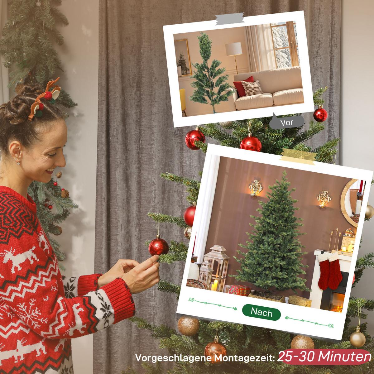 WEIHNACHTSBAUM künstlich 180 cm Christbaum mit dichten Zweigen Grün - Grün, Kunststoff (180cm) - HOMCOM