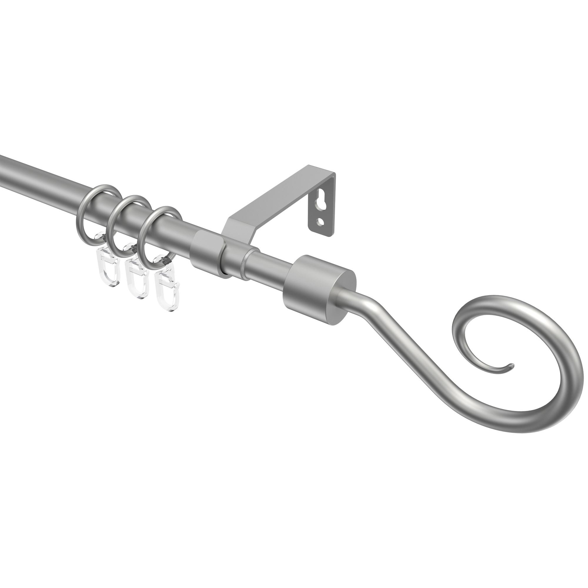GARDINENSTANGE / TELESKOPSTANGE Hera Helix 160-300 cm, 1-läufig, 16/13 mm Ø Silbergrau - Silberfarben/Alufarben, Kunststoff/Metall (300cm) - INTERDECO