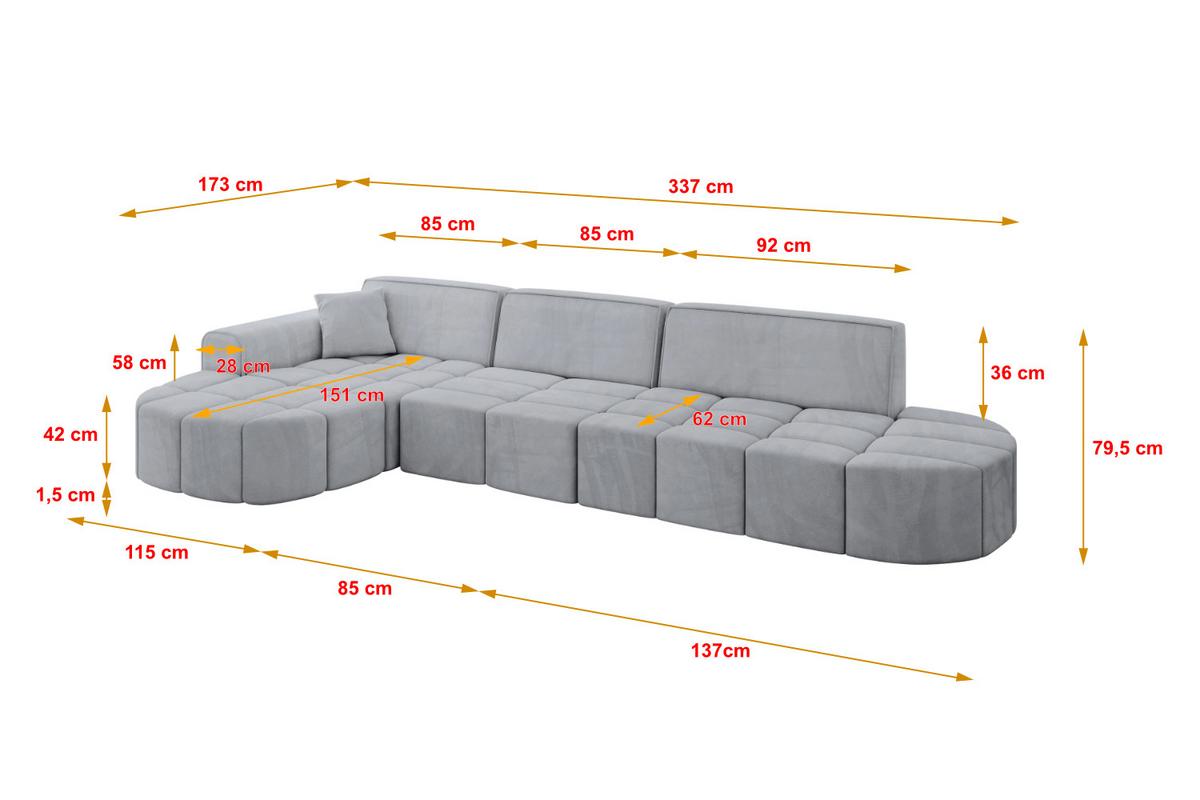 ECKSOFA Ottomane Rechts LIVO-L2 - 337x173x79,5 cm Grün - Grün, Holzwerkstoff/Textil (337/173cm) - ALTDECOR