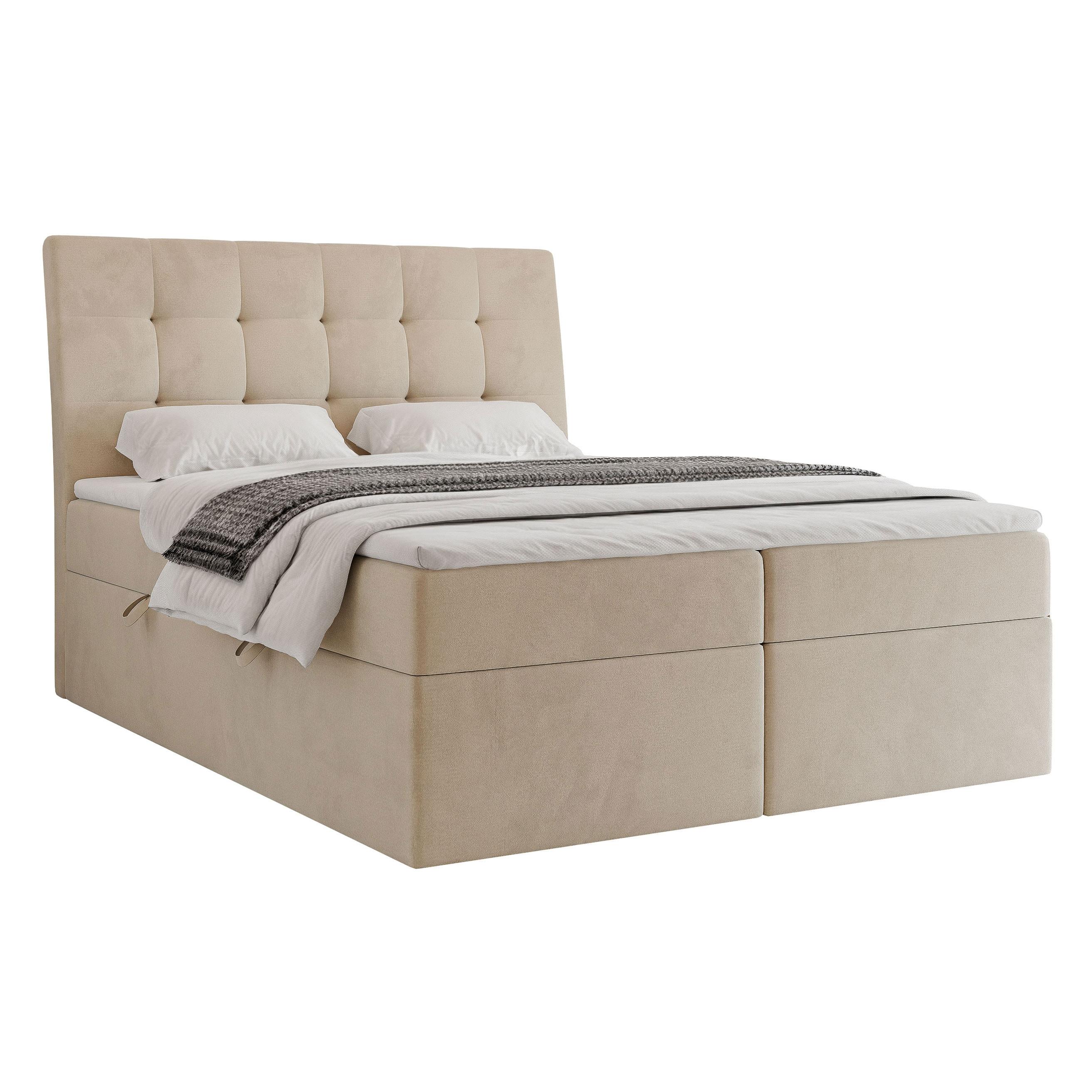 BOXBETT 180x200 cm mit Topper - Creme, Textil (180/200cm) - Idohome