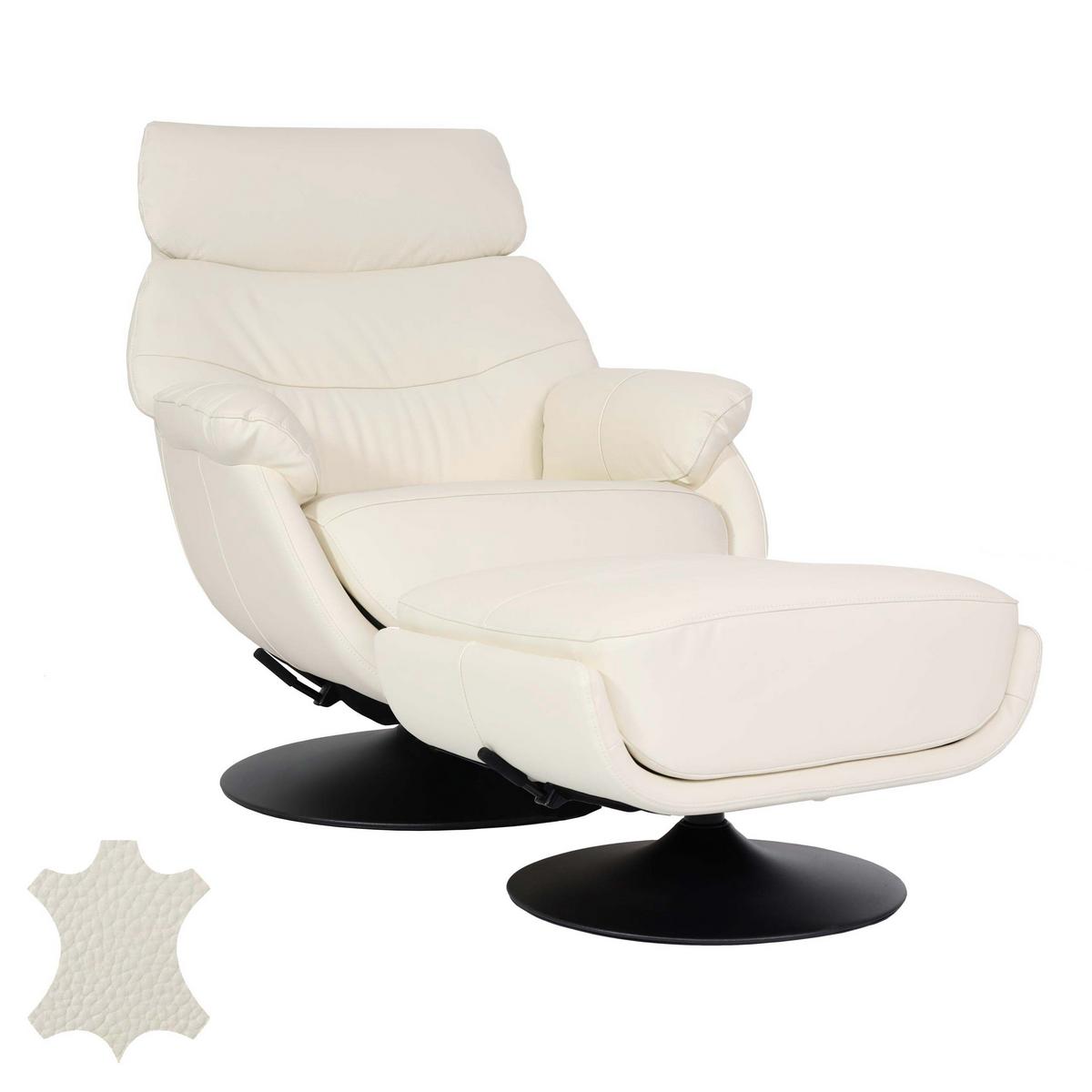 RELAXSESSEL MIT HOCKER Cremeweiß - Creme/Weiß, Textil (78/99/80cm) - MCW