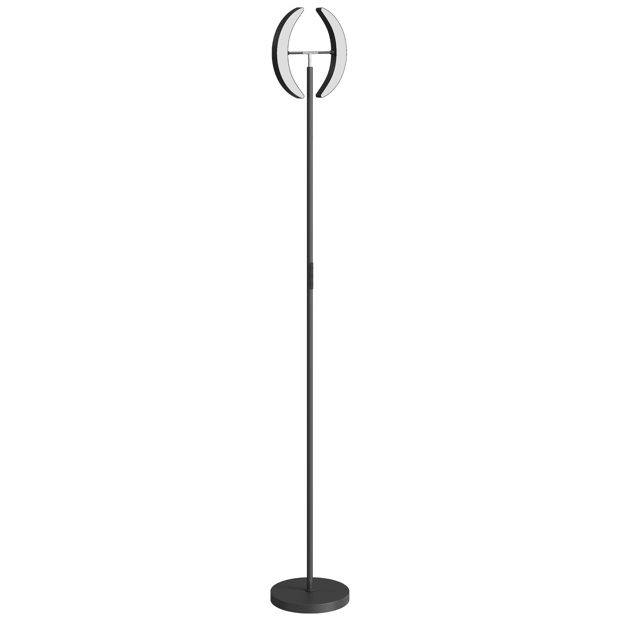 LED-STEHLAMPE mit 350° drehbarer Doppelkopf & Fernbedienung - Schwarz, Metall (30/30/188cm) - HOMCOM