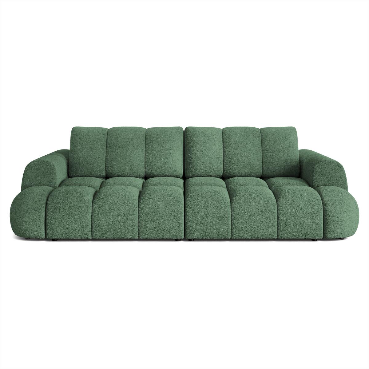 BETTSOFA DAFNE Grün Bucle-Stoff mit Schlaffunktion - Grün, Textil (300/88/113cm) - MASSENO