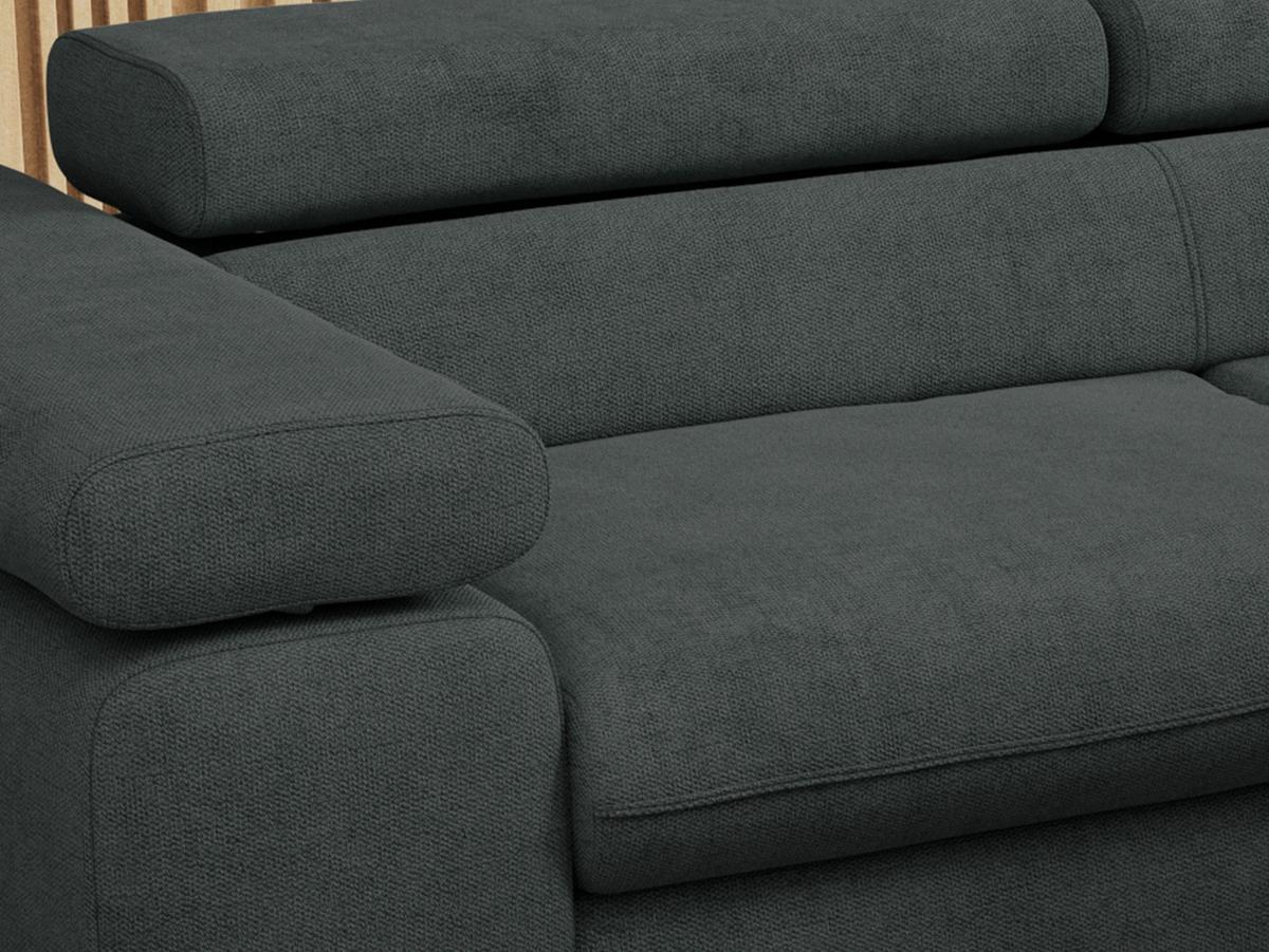 ECKSOFA PETER L Dunkelgrau Struktur - Rechts Seite - Dunkelgrau/Schwarz, Textil/Metall (273/208cm) - MKS