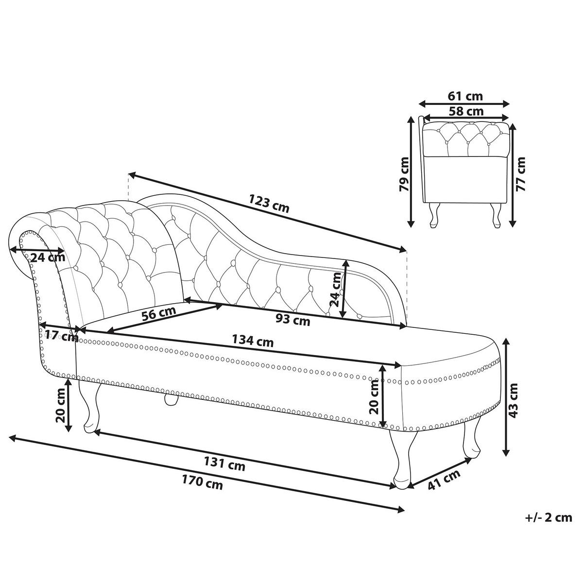 CHAISELONGUE Kunstwildleder braun linksseitig Nimes - Schwarz/Braun, Kunststoff (170/79/61cm) - Beliani