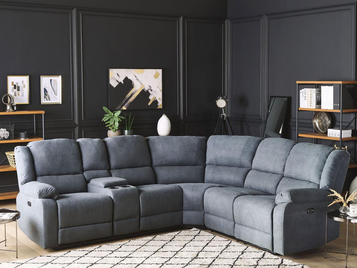 ECKSOFA Polsterbezug Dunkelgrau Rokke - Dunkelgrau, Textil (233/200cm) - Beliani