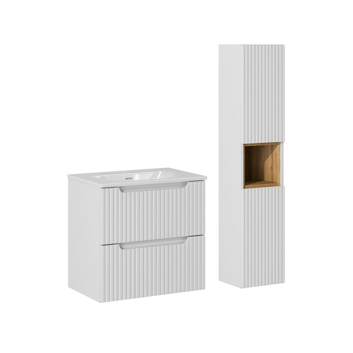 BADMÖBEL 60cm Riva 2er-Set Weiß - Weiß, Holzwerkstoff (60/57/40cm) - Petits-meubles