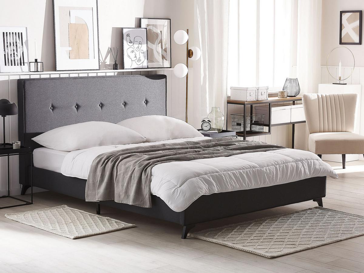 POLSTERBETT 160/200cm Dunkelgrau Ambassador - Dunkelgrau, Textil (160/200cm) - Beliani