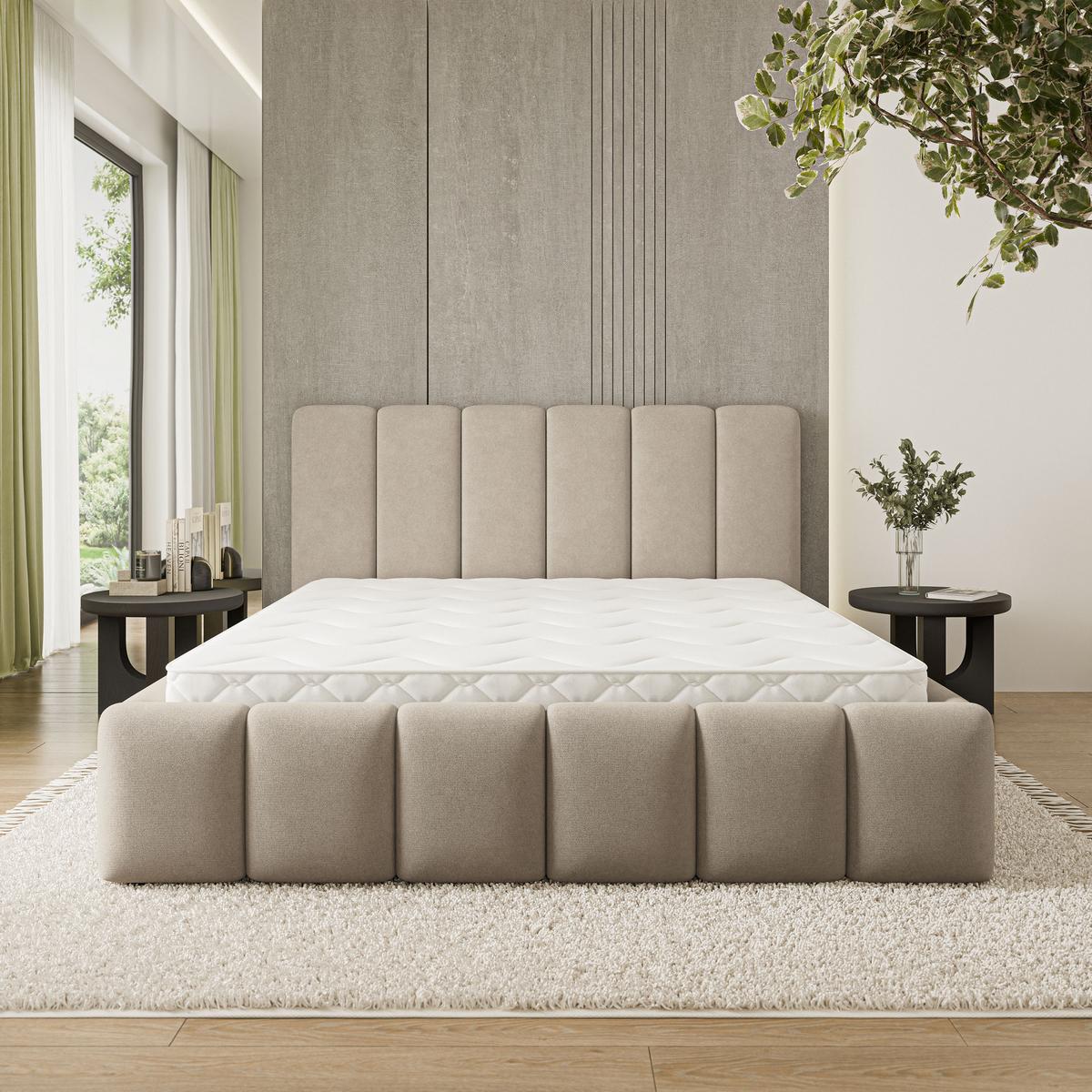 POLSTERBETT ATTORA SR 160x200 cm mit Bettkästen - Beige - Beige, Holz (160/200cm) - MASSENO