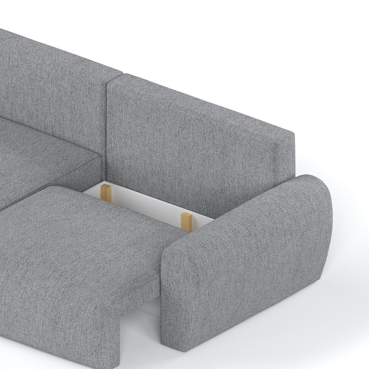 ECKSOFA OMARI mit Schlaffunktion Grau im Neve Stoff - Schwarz/Grau, Holz/Holzwerkstoff (253/153cm) - AltaBeds