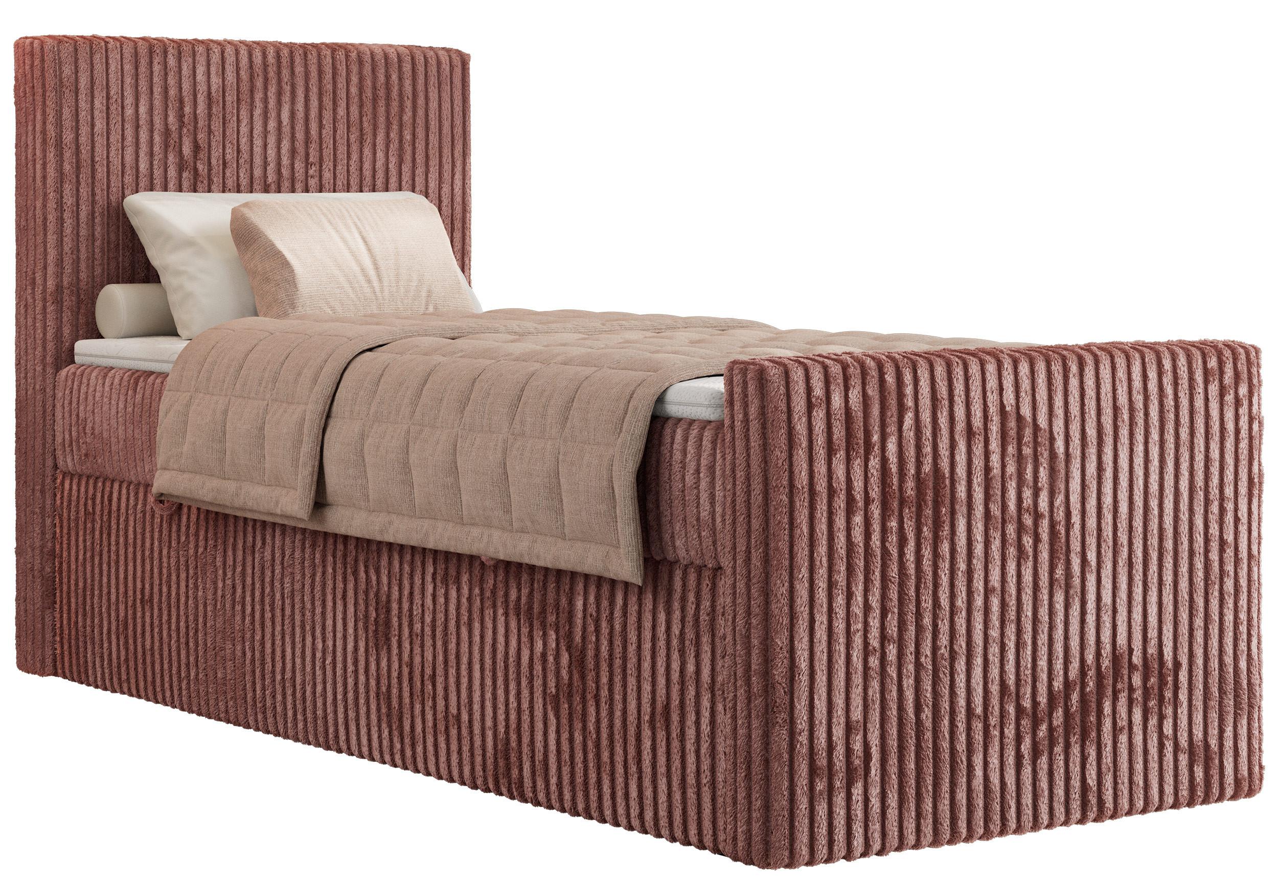 BOXBETT TILIANO DUO 90/200 - Rosa Cord - H4 - Topper T25 - Links Seite - Rosa, Textil (200/90cm) - MKS