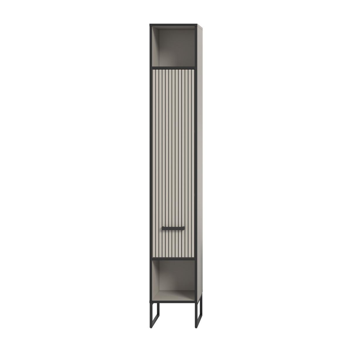 BADEZIMMERSCHRANK mit 1 Tür und 2 Nischen, Kaschmir 32/192/30 cm - Beige, Holzwerkstoff (32/192/37.4cm) - Calicosy