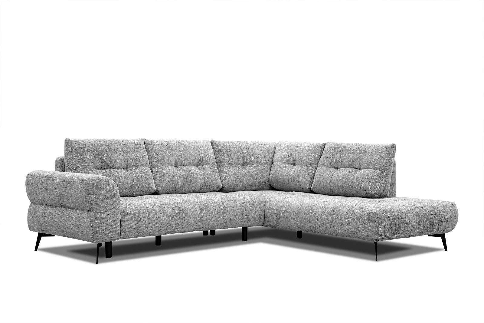ECKSOFA SALVINI 5-Sitzer, grau - Schwarz/Grau, Holzwerkstoff/Textil (292/158cm) - Wozimo