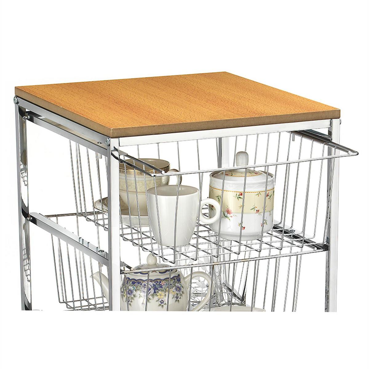 KÜCHENWAGEN RONJA chrom - Chromfarben, Holzwerkstoff (34/76/36cm) - CARO-Möbel