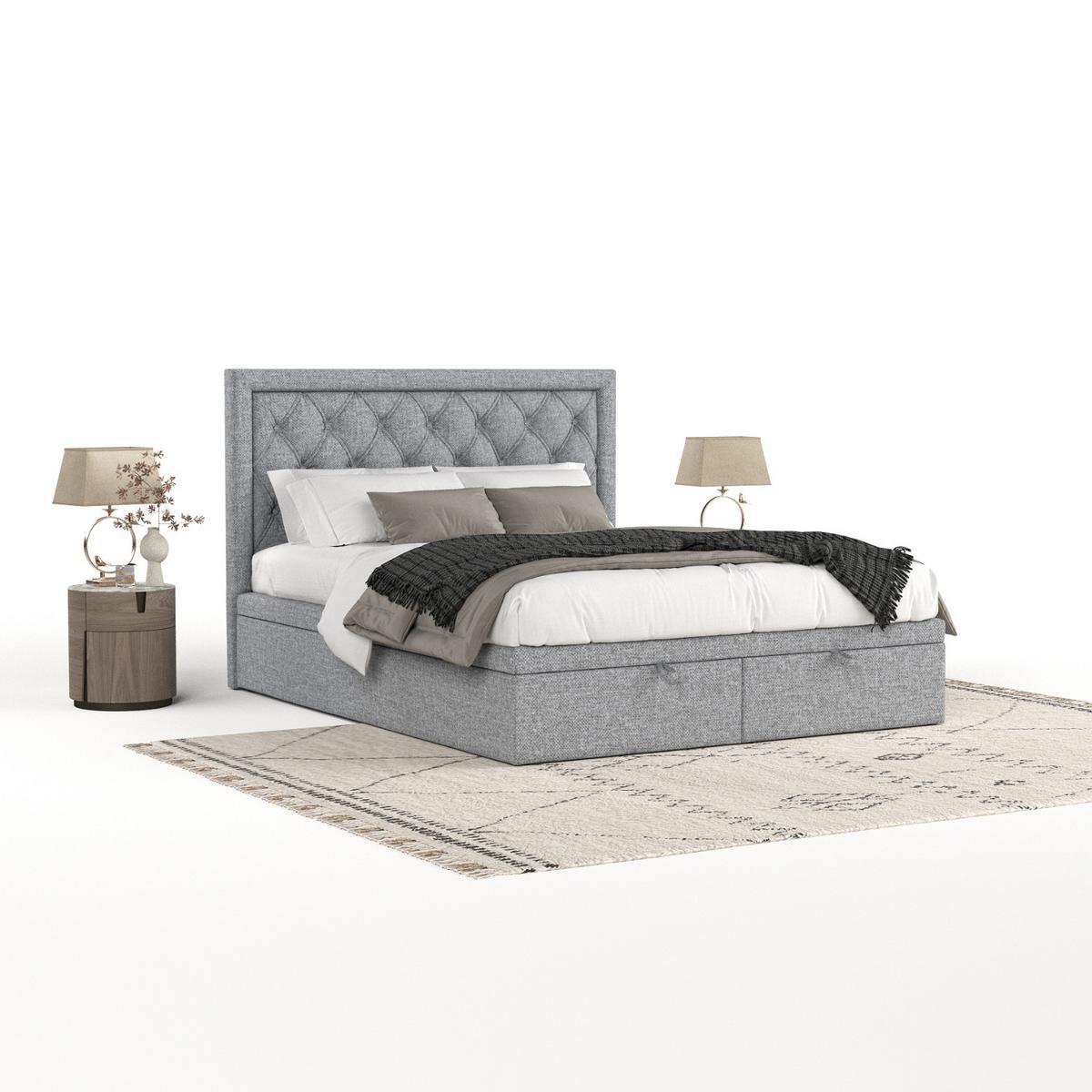 POLSTERBETT Nicobar mit Stauraum 160/200 cm Grau im Alta Stoff - Schwarz/Grau, Holz/Holzwerkstoff (160/200cm) - AltaBeds